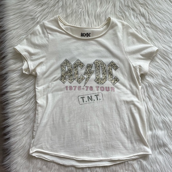 Urban Outfitters | Tops | Acdc Leopard Print Large White Graphic Band ...
